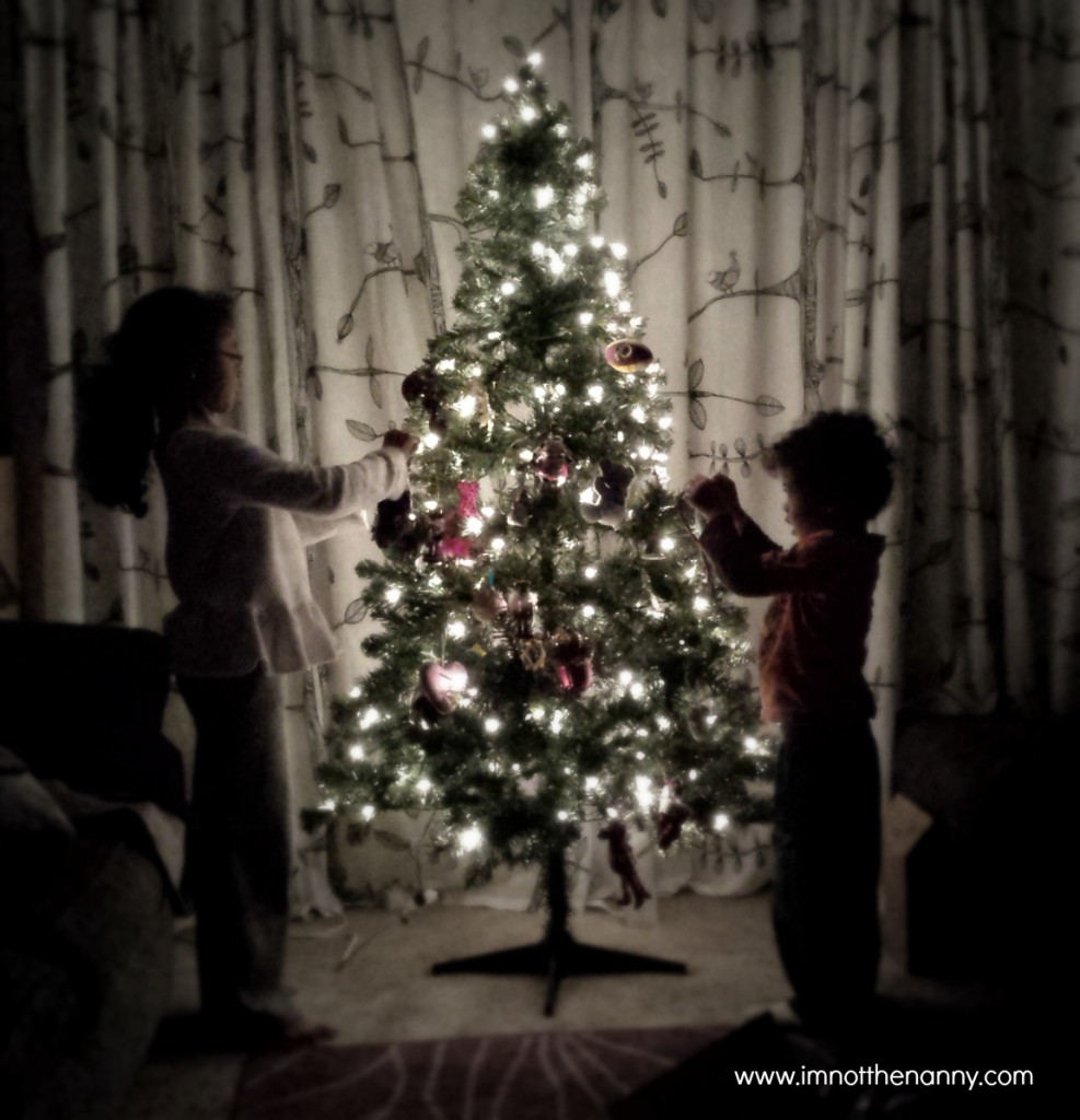 Kids Trimming the Christmas tree