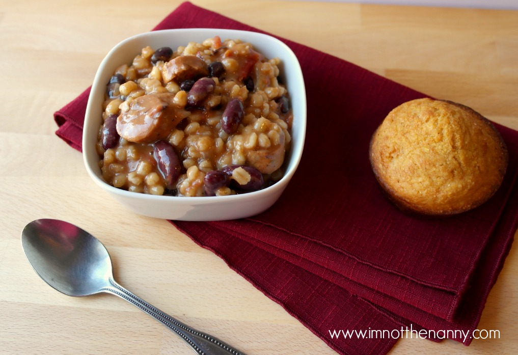 Cajun Red Beans and Sausage Barley Stew Recipe-I'm Not the Nanny