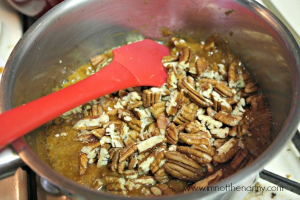 Pecans in Butter Sugar Mixture-I'm Not the Nanny