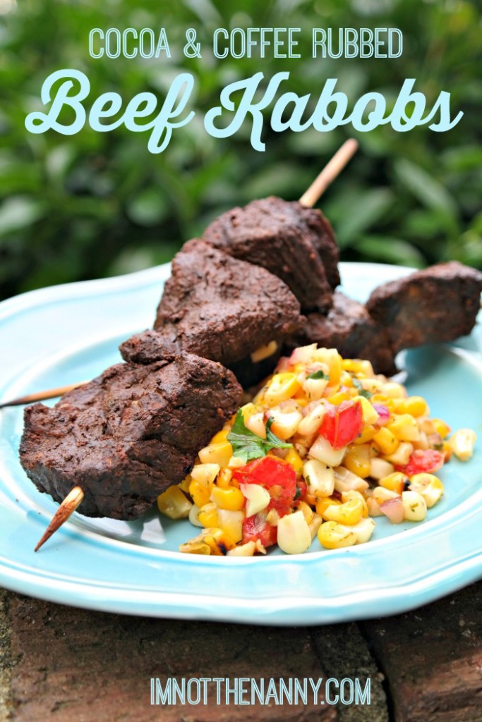 Cocoa & Coffee Rubbed Beef Kabobs recipe via I'm Not the Nanny