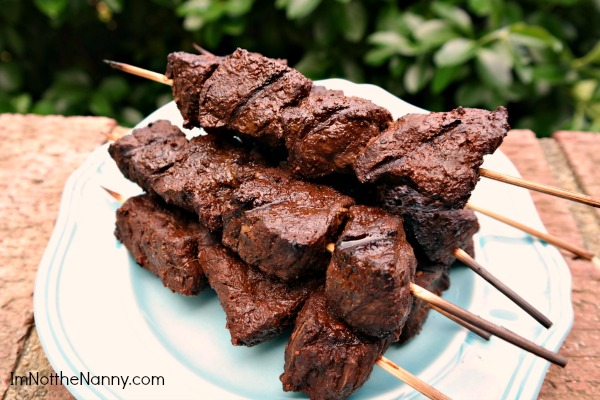 Cocoa & Coffee Rubbed Beef Kabobs via I'm Not the Nanny