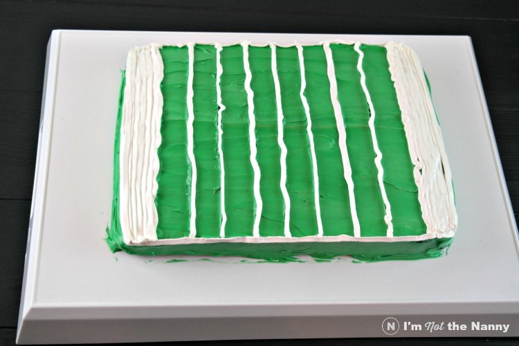 Football field cake with endzone