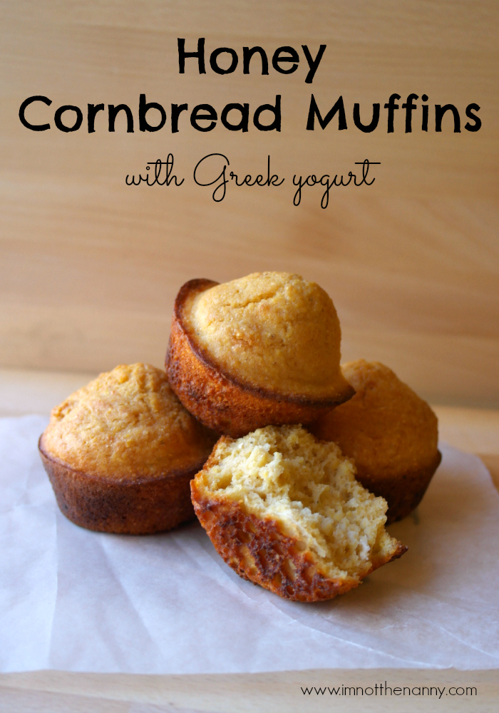 Honey Cornbread Muffins with Greek Yogurt-I'm Not the Nanny