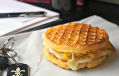 Make ahead waffle breakfast sandwich
