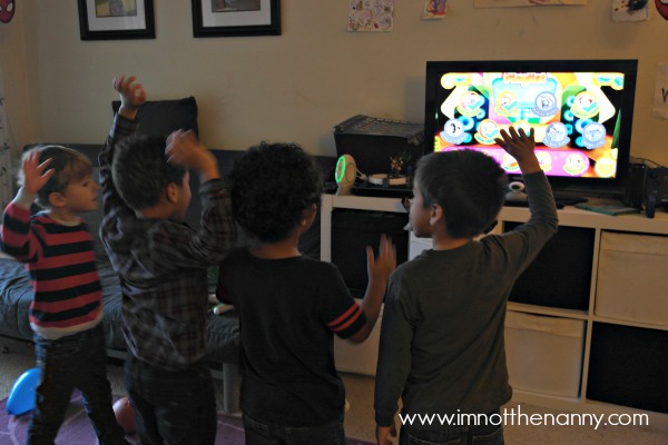 Playing LeapTV at Spiderman birthday party via I'm Not the Nanny