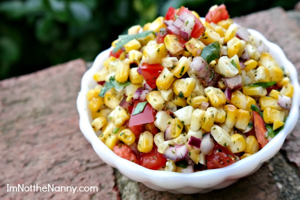 Easy Tangy & Sweet Grilled Corn Salad recipe from I'm Not the Nanny