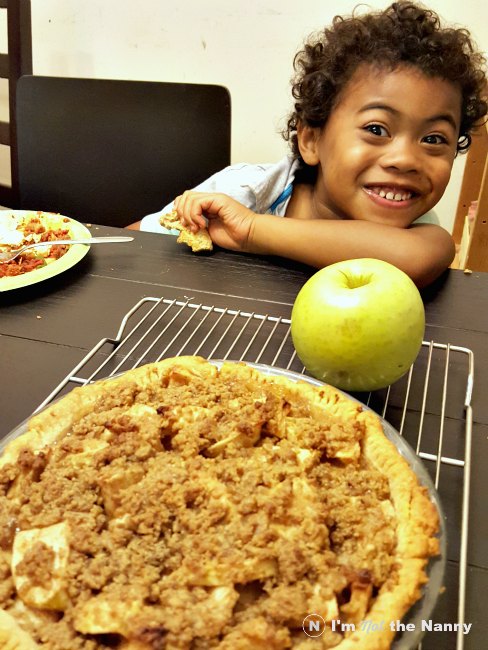 Jaxson showing off apple pie