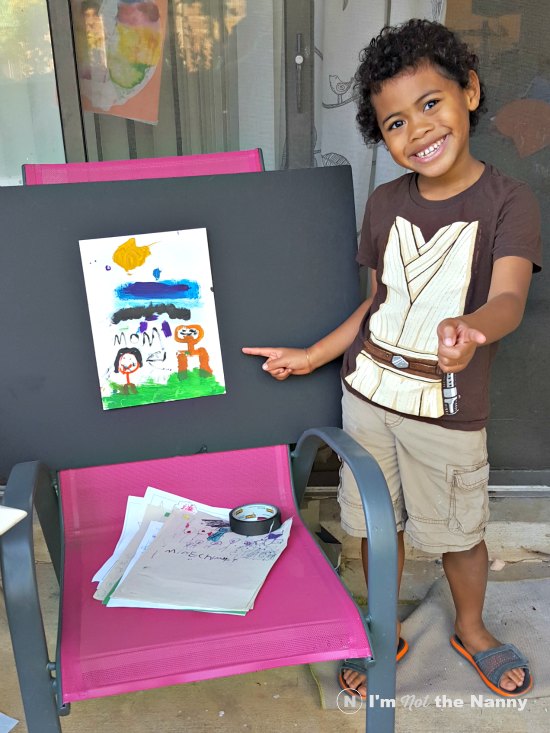 Photography set-up for child's artwork via I'm Not the Nanny