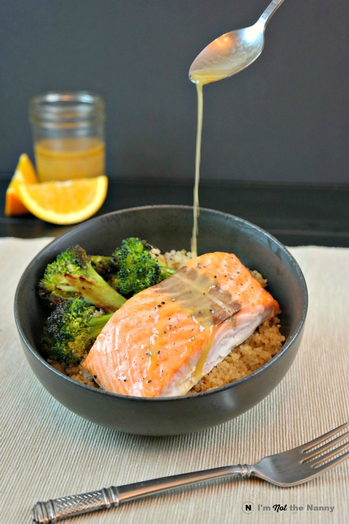 Salmon Quinoa Bowl with Orange Sesame Dressing I'm Not the Nanny