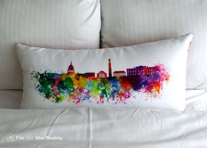 Bed with DC printed pillow