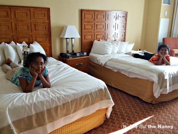 Kids testing beds at Marriott Waterfront Baltimore