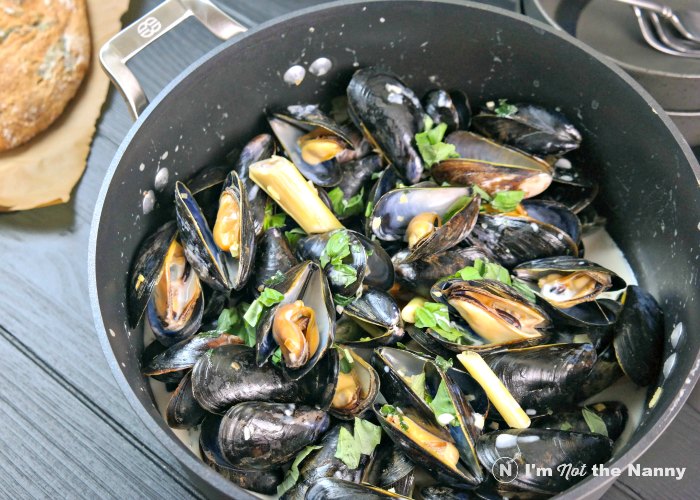 Coconut Lemongrass Mussels Mussels served in dutch oven