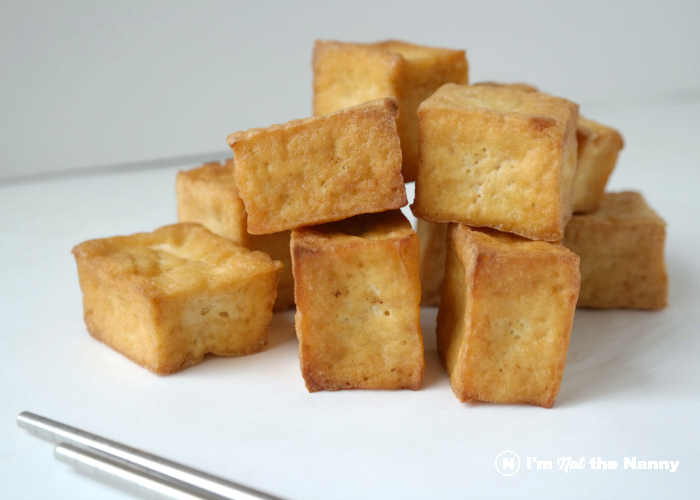 Pile of crispy fried tofu