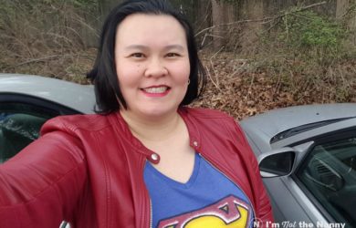Thien-Kim in superhero shirt