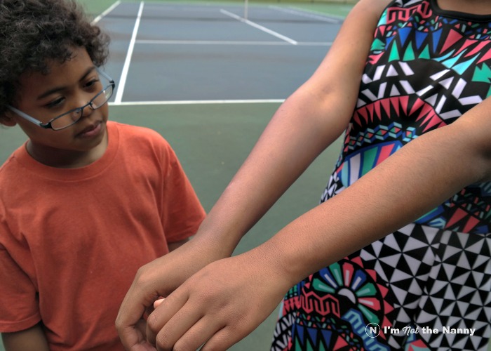 Which arm has sunscreen?