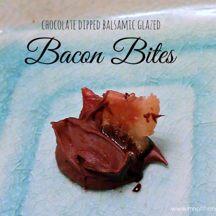 Chocolate Dipped Balsamic Glazed Bacon Bites