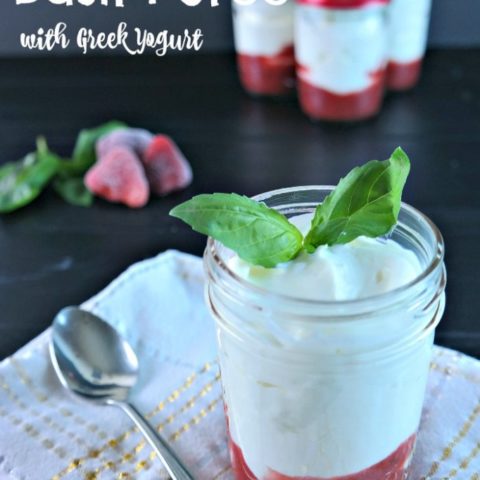 Strawberry Basil Puree Greek Yogurt Cups